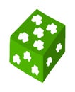 Green Dice with White Shamrock Lucky Spots Royalty Free Stock Photo